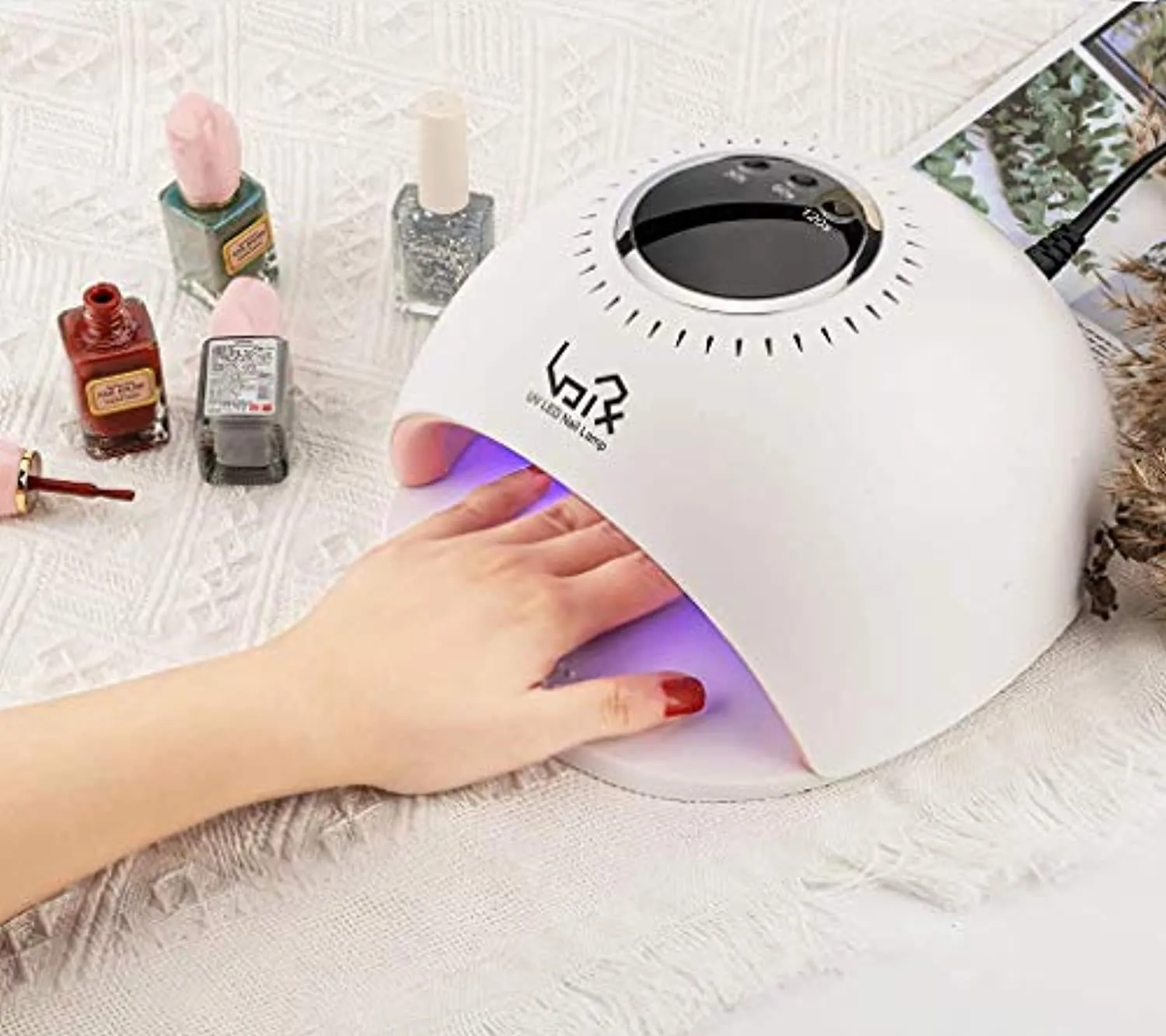Urvoix UV LED Nail Lamp - 84W Nail Dryer Gel Nail Polish UV Light for Gel Polish, Professional Salon Curing Lamp with 3 Timers Touch Control, LCD Display, Auto-Sensing, Reduce Blackening Light