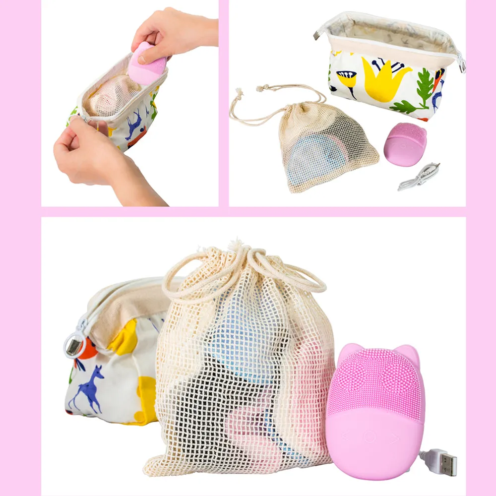 ViBelle Silicone Facial Cleansing Brush Gift Set-Pink