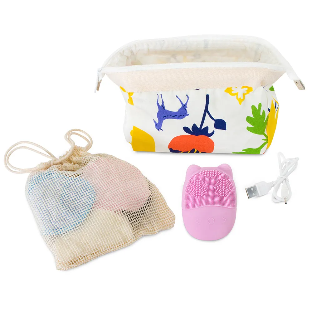 ViBelle Silicone Facial Cleansing Brush Gift Set-Pink