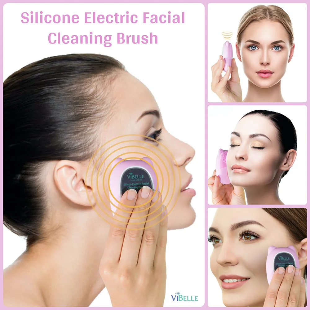 ViBelle Silicone Facial Cleansing Brush Gift Set-Pink