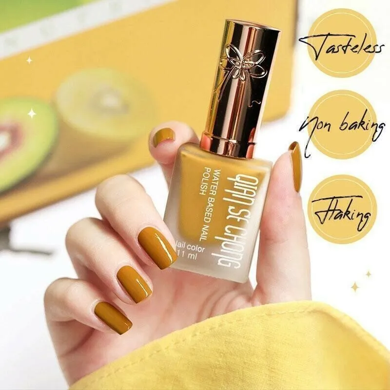 Water-based peel-off nail polish that can be peeled and dried without baking