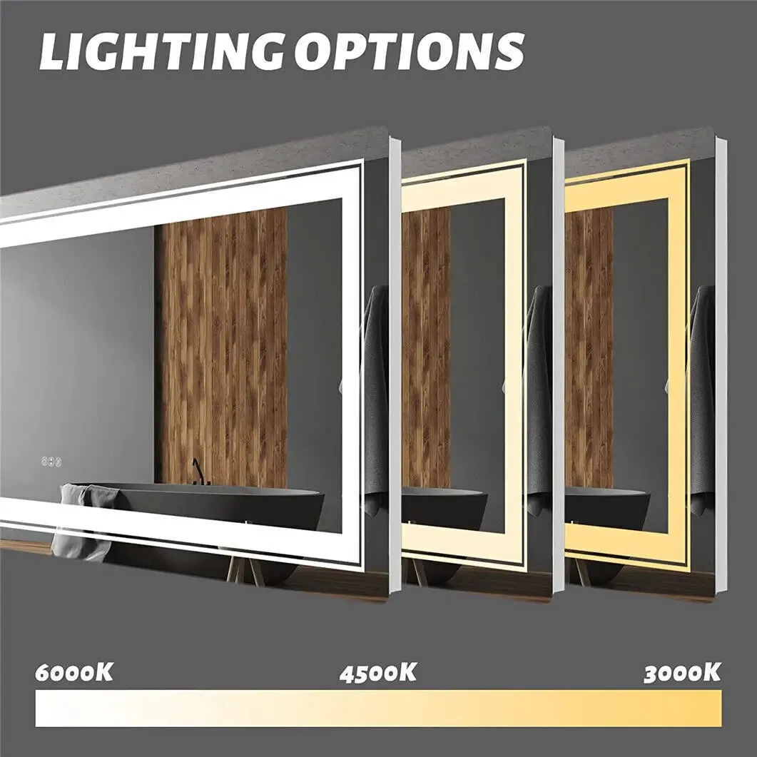 Waterproof Double Sink LED Vanity Mirror with Dimmable Lights
