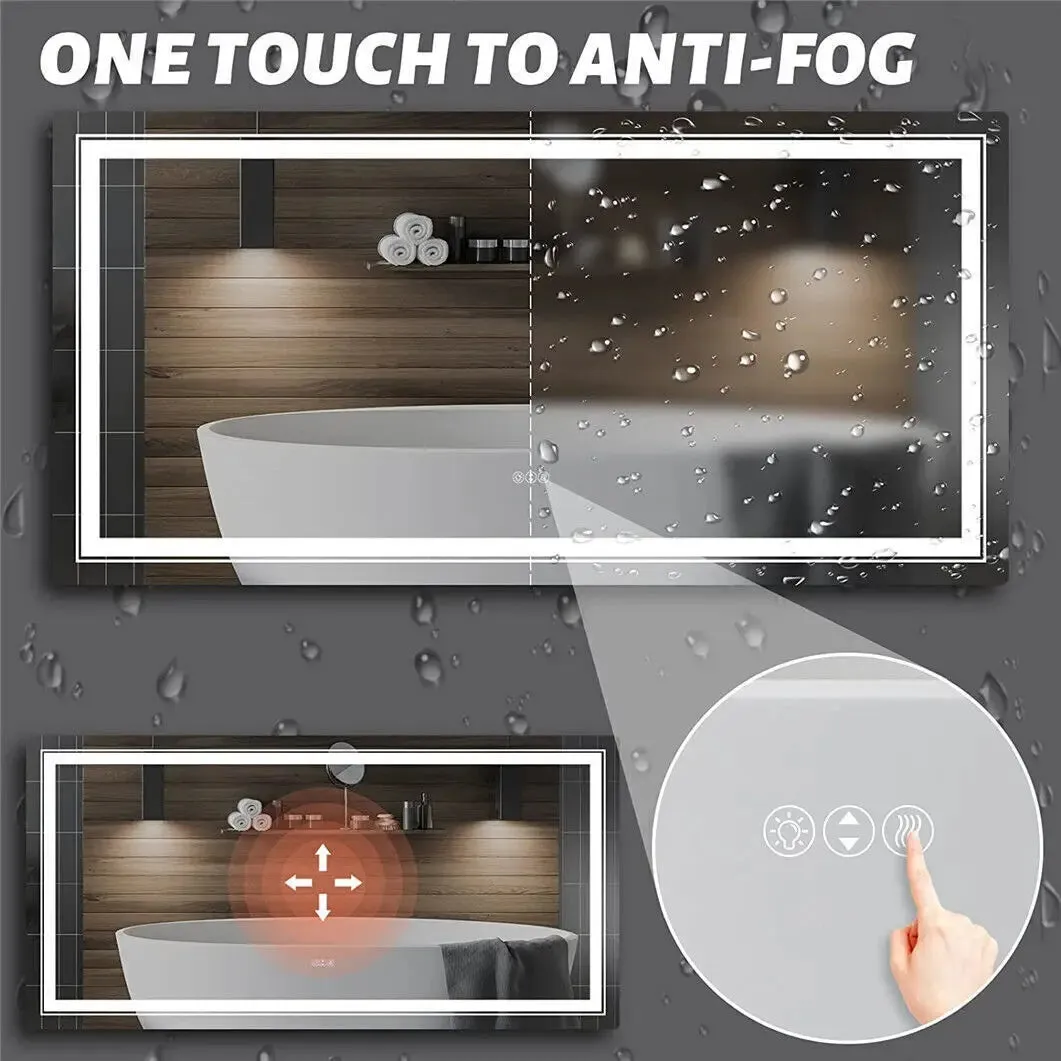Waterproof Double Sink LED Vanity Mirror with Dimmable Lights