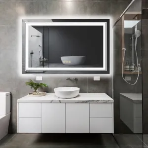 Waterproof Double Sink LED Vanity Mirror with Dimmable Lights