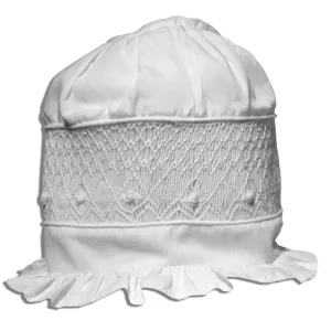 White on White Geometric Smocked Bonnet