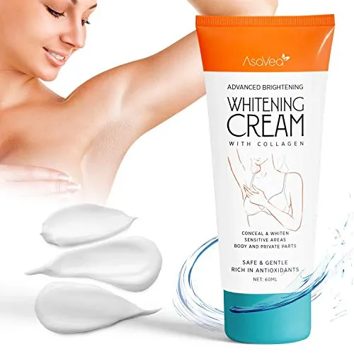 Whitening Cream for Armpits, Intimate Parts, Between Legs - with Collagen - Effective Lightening Cream - Brightens, Nourishes, Moisturizes Underarm, Neck, Knees, Elbows by AsaVea