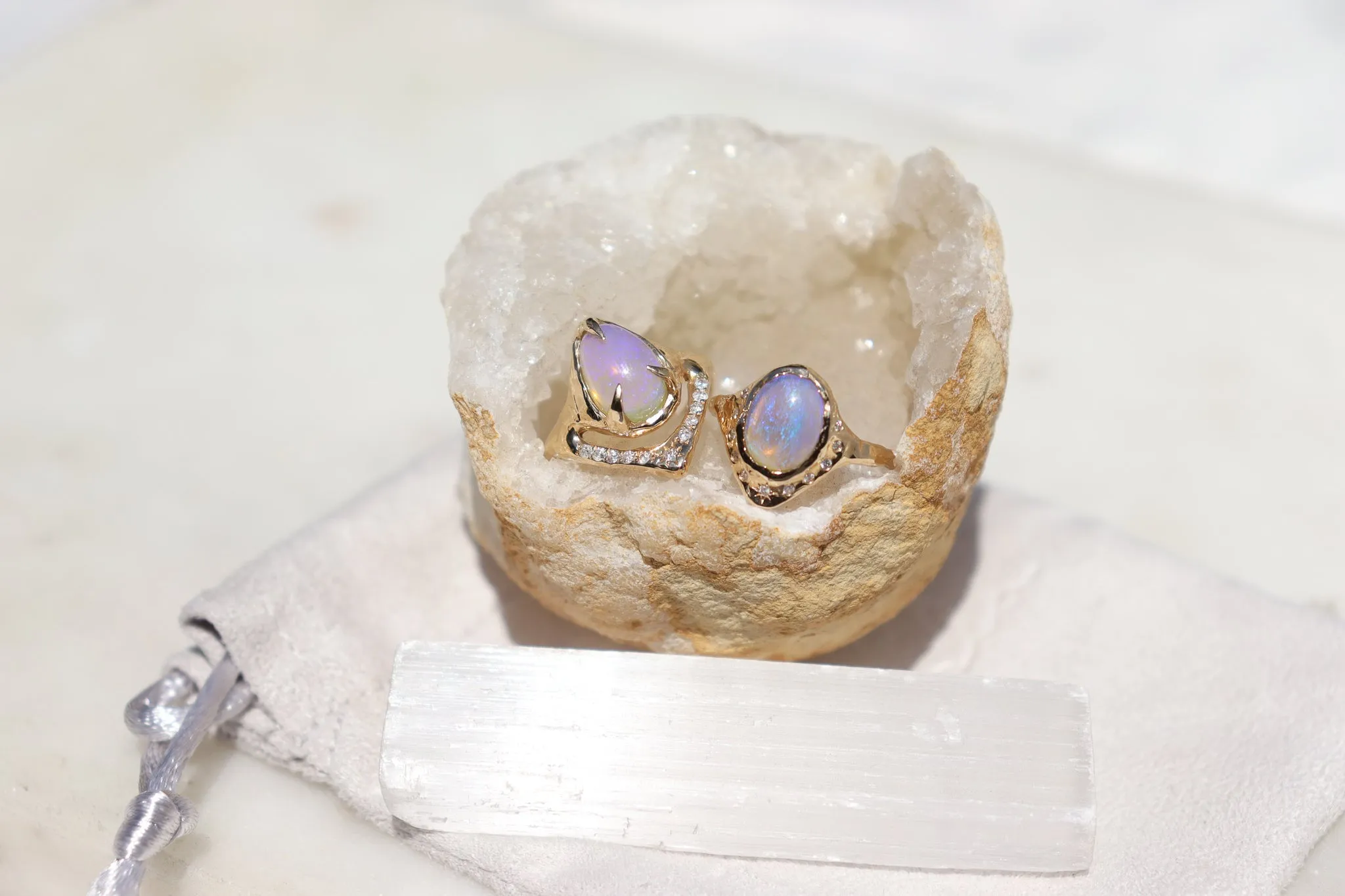 Wish Upon a Star Ring | Opal and Diamonds, 14k Gold