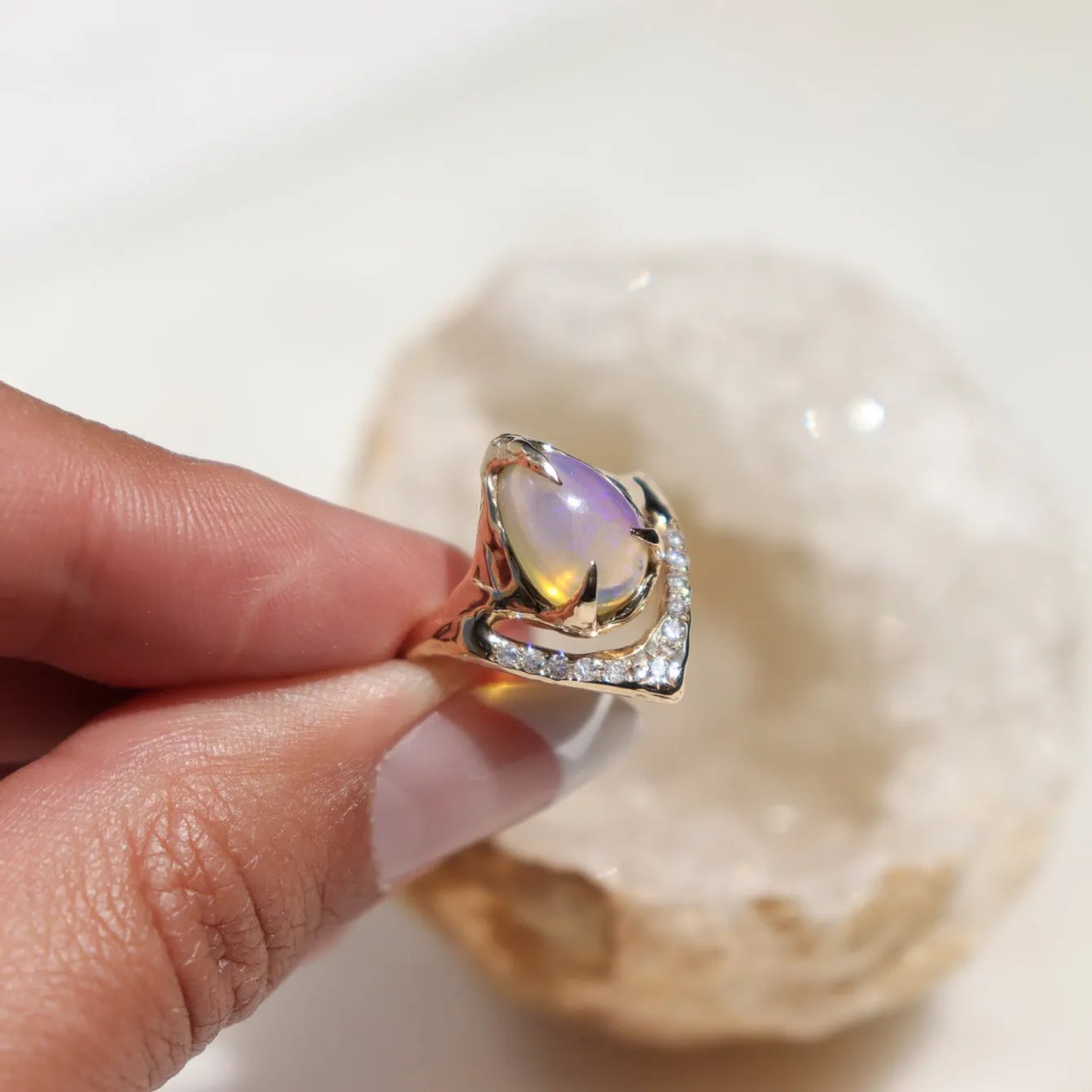 Wish Upon a Star Ring | Opal and Diamonds, 14k Gold