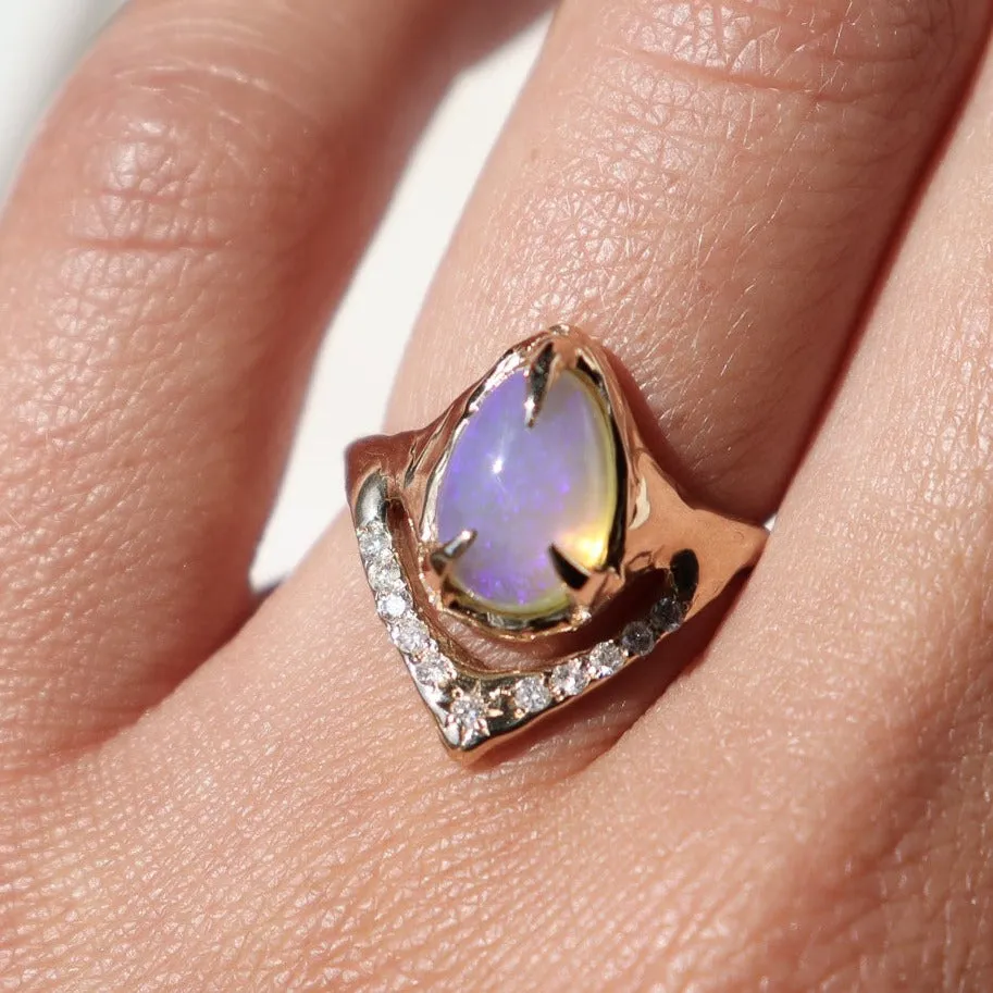 Wish Upon a Star Ring | Opal and Diamonds, 14k Gold