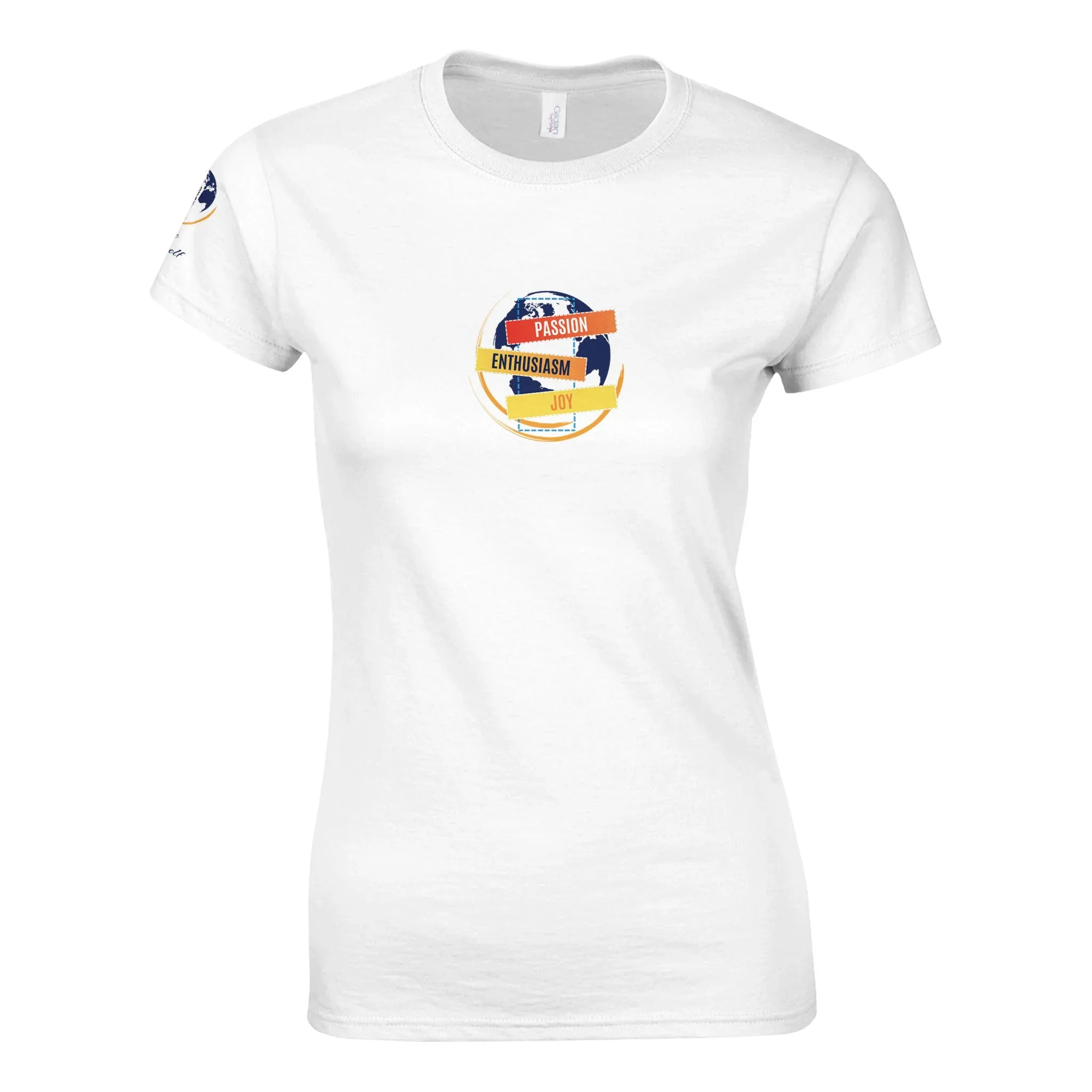 Women Crewneck T-shirt | Passion, Enthusiasm, Joy | Customizable with QR Code