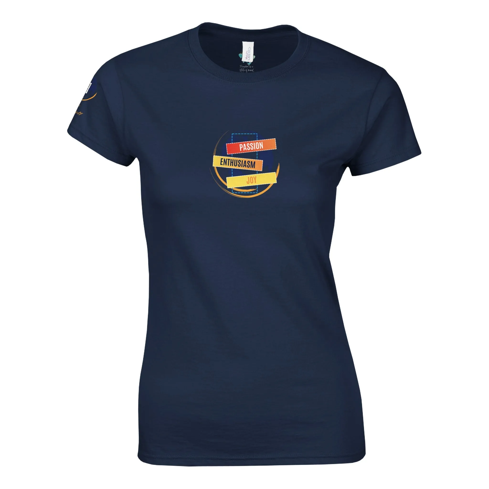 Women Crewneck T-shirt | Passion, Enthusiasm, Joy | Customizable with QR Code