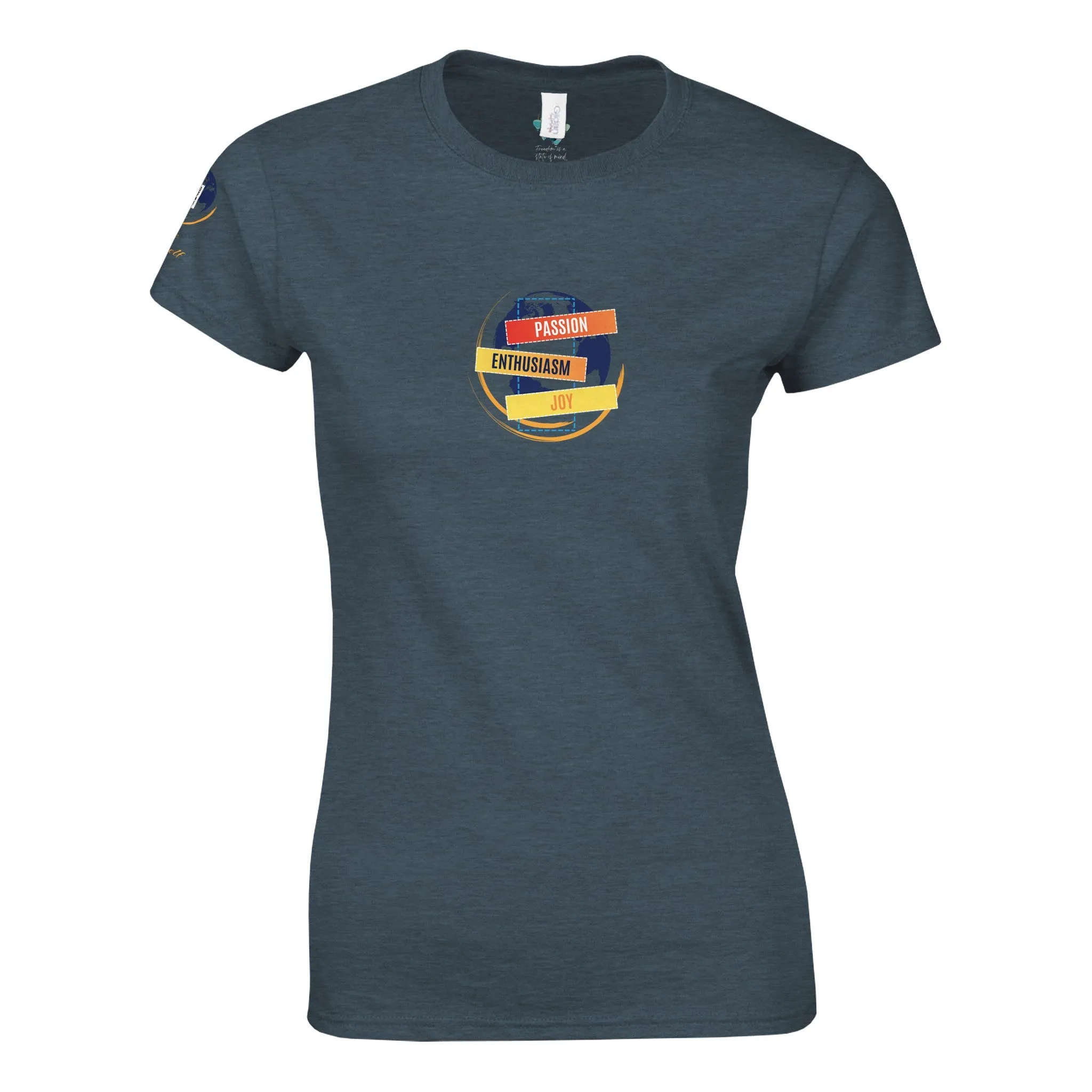 Women Crewneck T-shirt | Passion, Enthusiasm, Joy | Customizable with QR Code
