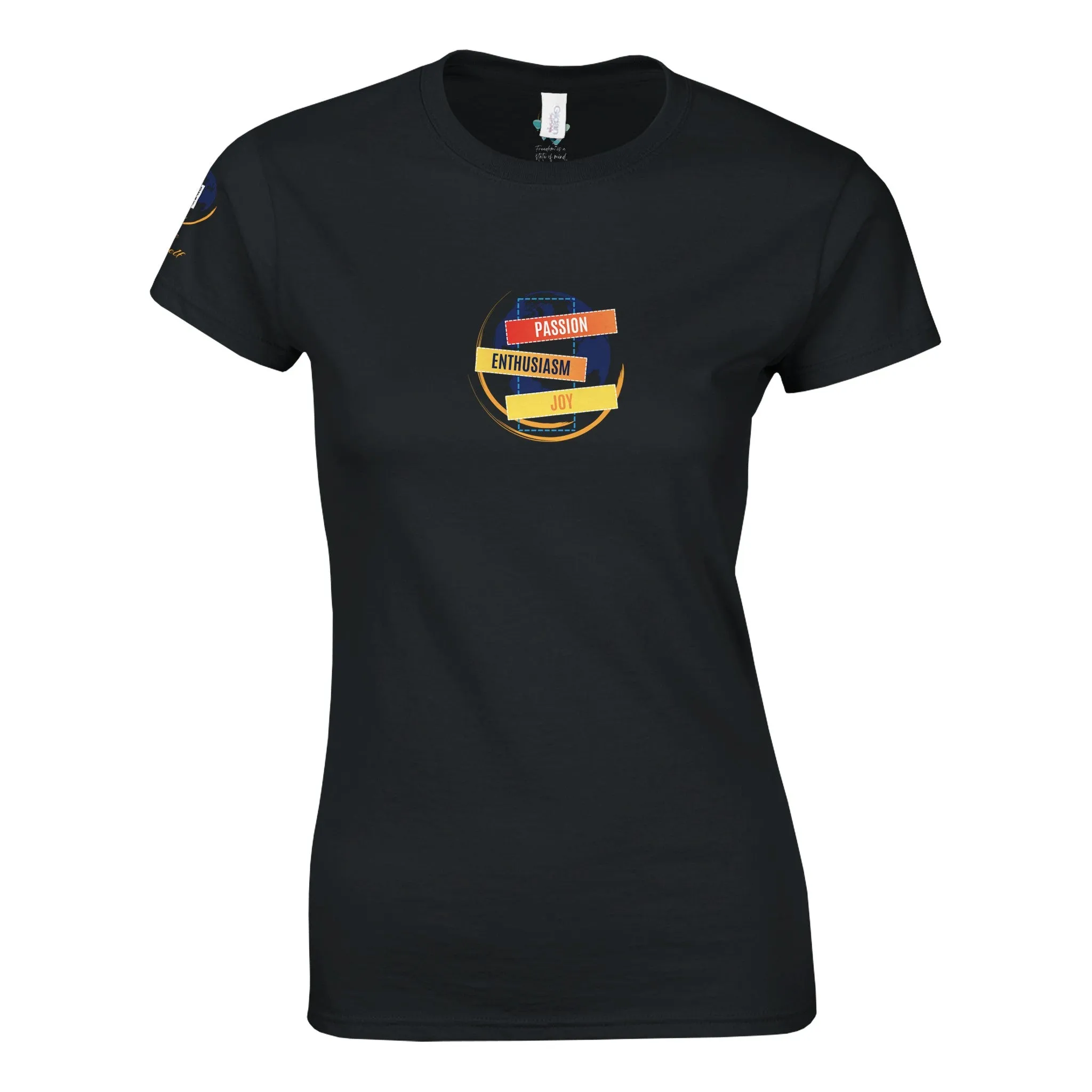 Women Crewneck T-shirt | Passion, Enthusiasm, Joy | Customizable with QR Code