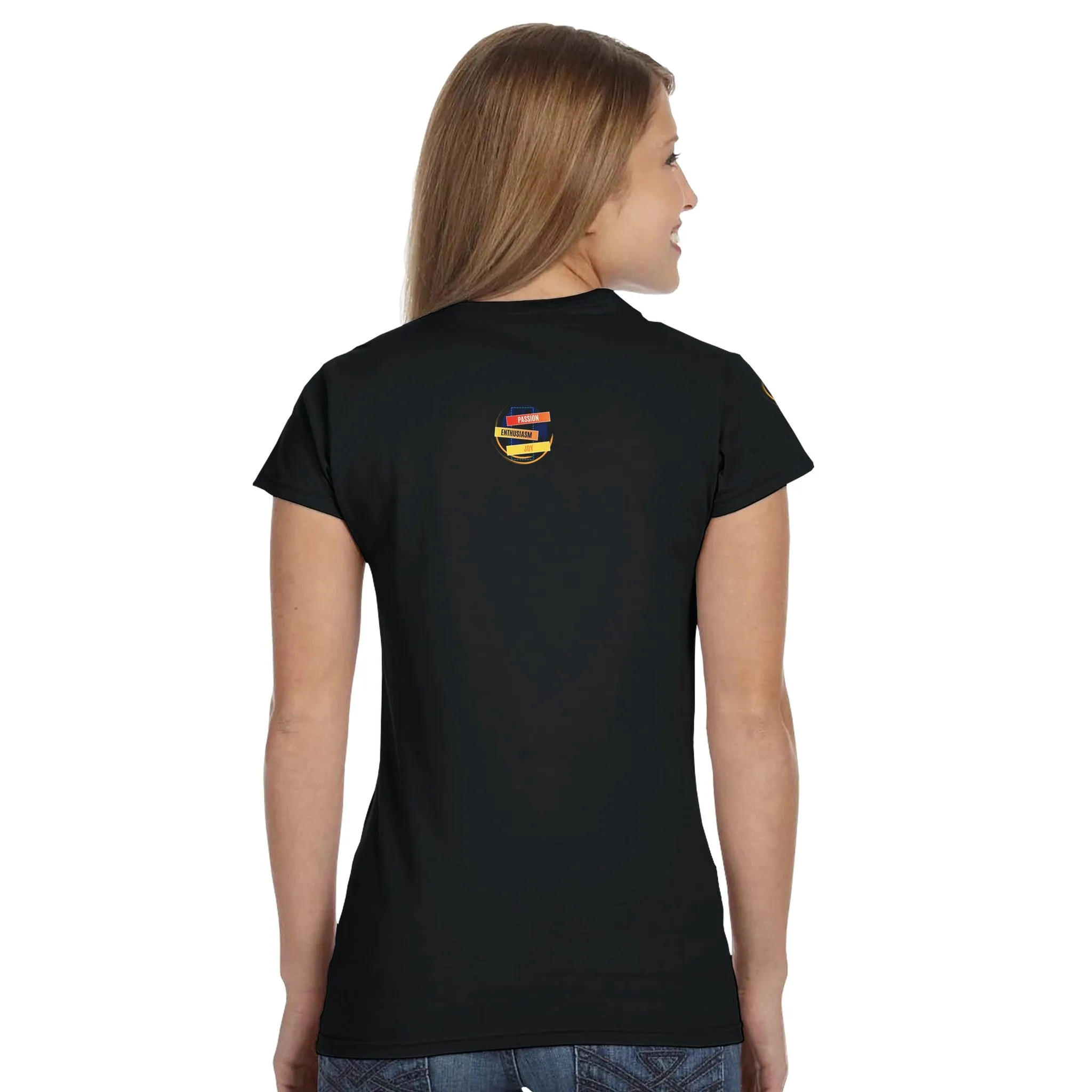 Women Crewneck T-shirt | Passion, Enthusiasm, Joy | Customizable with QR Code
