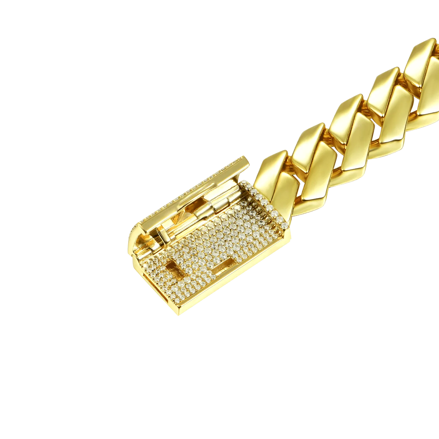 Women's Plain Gold Prong Cuban Link Bracelet - 12mm