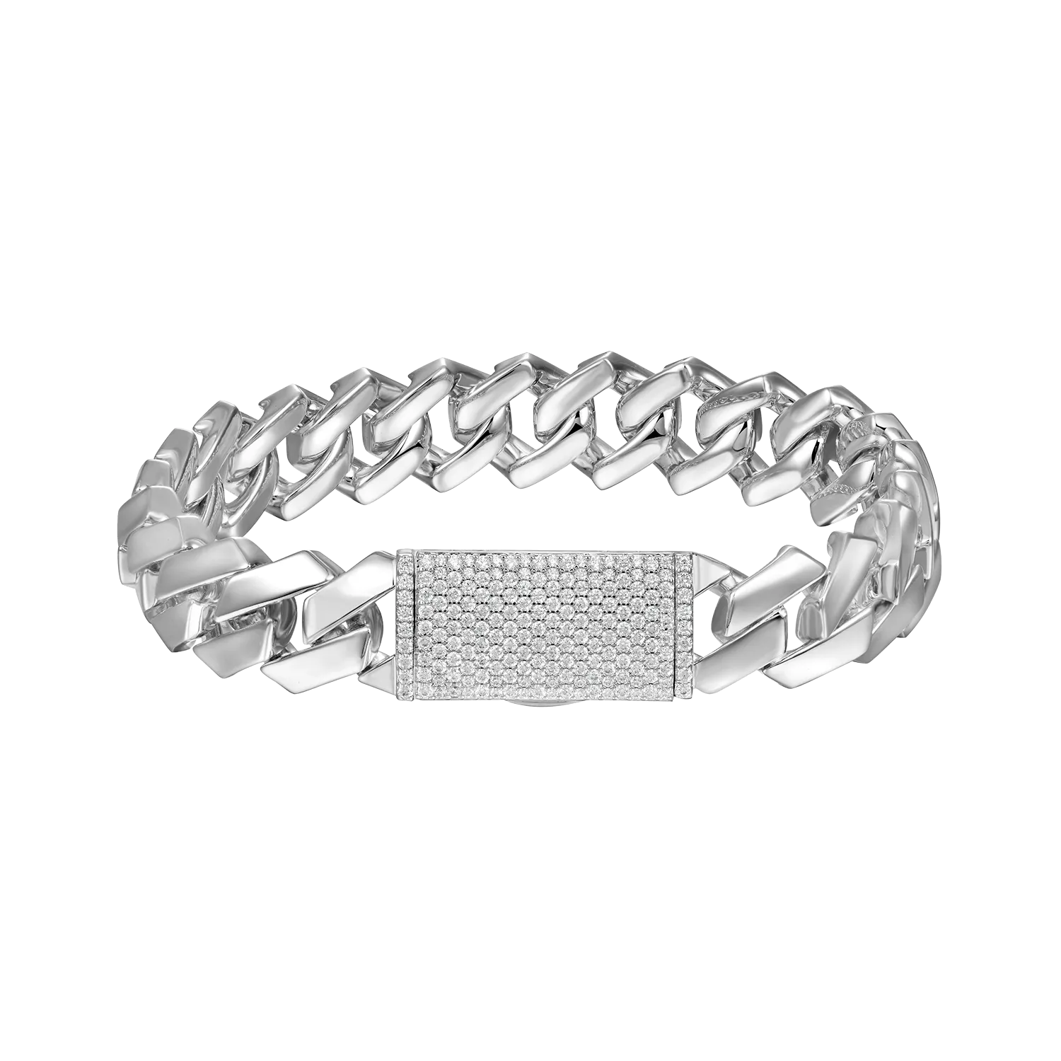 Women's Plain Gold Prong Cuban Link Bracelet - 12mm