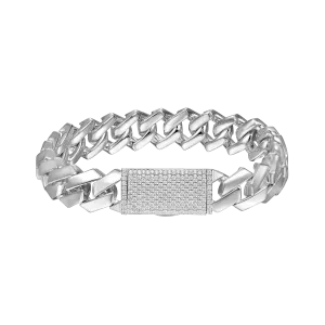 Women's Plain Gold Prong Cuban Link Bracelet - 12mm