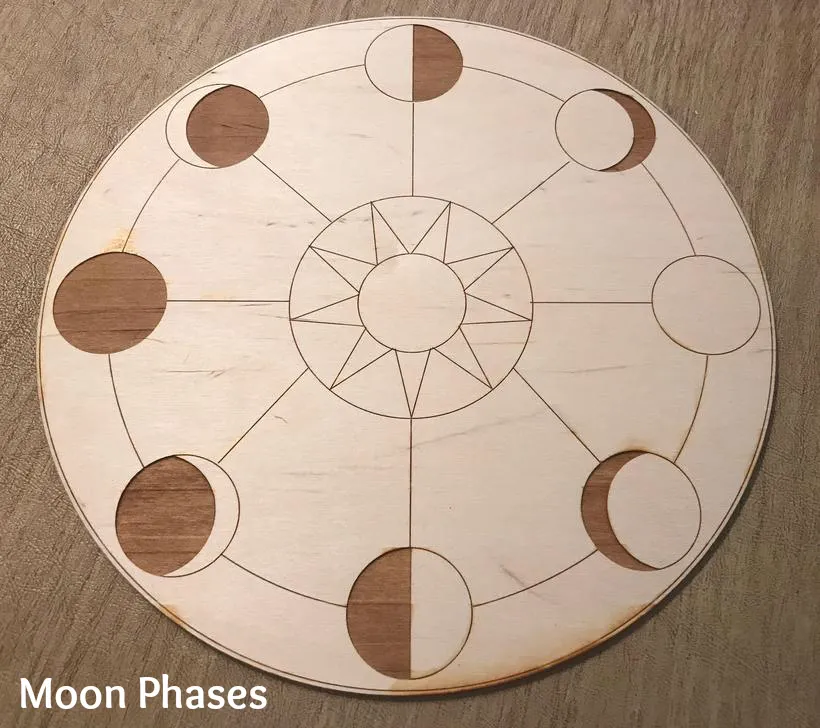 Wood Round Crystal Grid Bases, Assorted Patterns FB1246