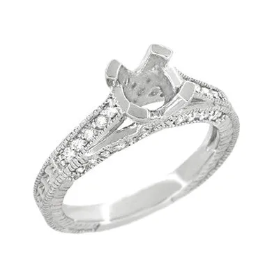 X & O Kisses 1/2 Carat Diamond Engagement Ring Setting in Platinum