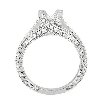 X & O Kisses 1/2 Carat Diamond Engagement Ring Setting in Platinum