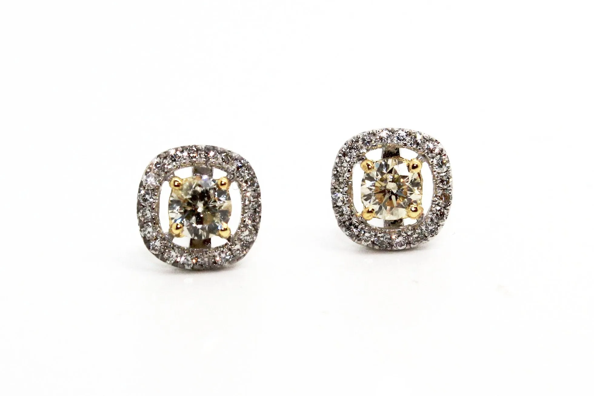 YELLOW DIAMOND HALO STUD EARRING AD NO.1628
