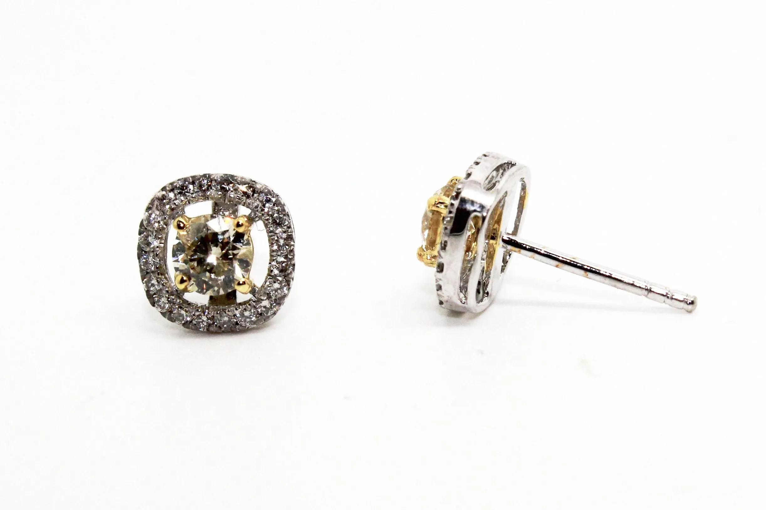 YELLOW DIAMOND HALO STUD EARRING AD NO.1628