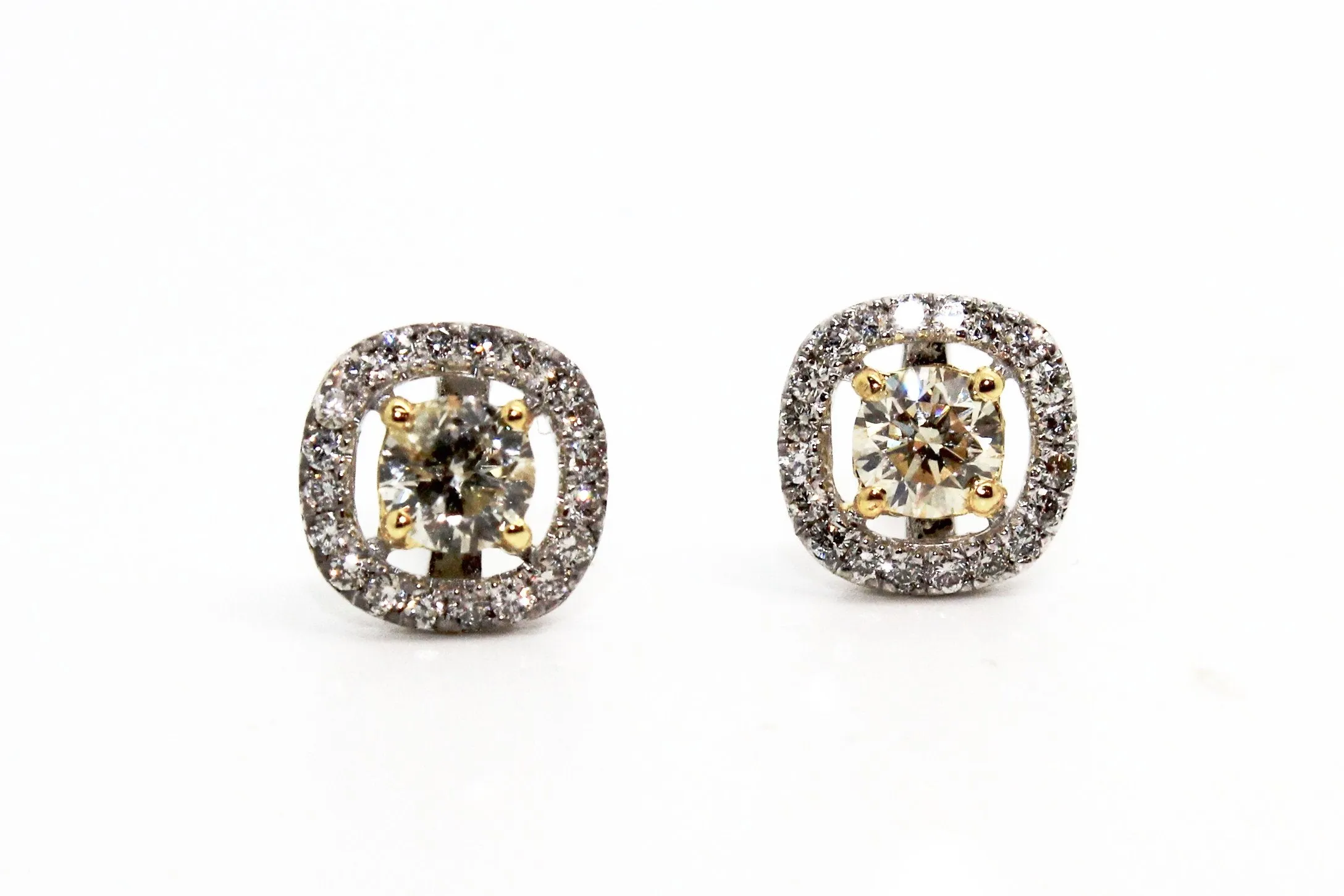 YELLOW DIAMOND HALO STUD EARRING AD NO.1628