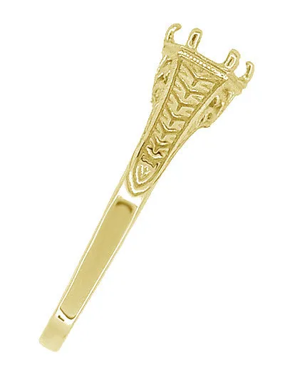 Yellow Gold Art Deco Scrolls and Wheat Filigree Engagement Ring Setting for a 3/4 Carat Round Diamond - 18K