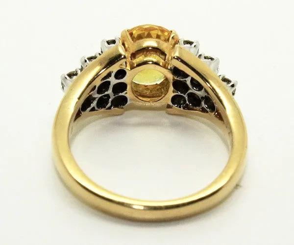 Yellow Sapphire And Diamond  Ring/ Item Code: RNG 4